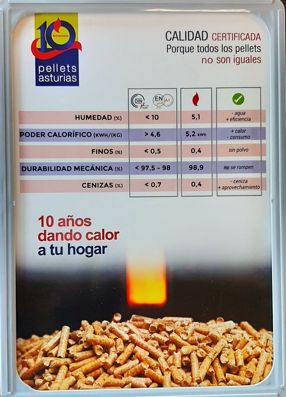 Pellets Asturias 3 Palets de 216 SACOS certificado Enplus 15 kg